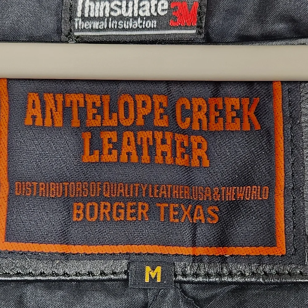 Antelope Creek Vintage Black Leather Moto Riding Jacket Braided HD Womens Size M